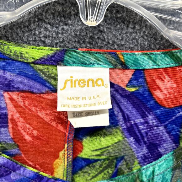 Vintage Sirena Top Plus Small Floral Blouse cover up Relaxed Tropical Hawaii Ope - Picture 12 of 16